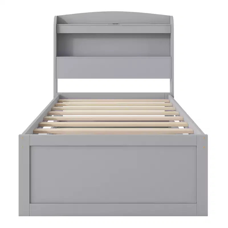 Twin XL Size Platform Bed Frame with Storage LED Headboard, Charging Station, Twin Size Trundle and 2 Drawers - ModernLuxe