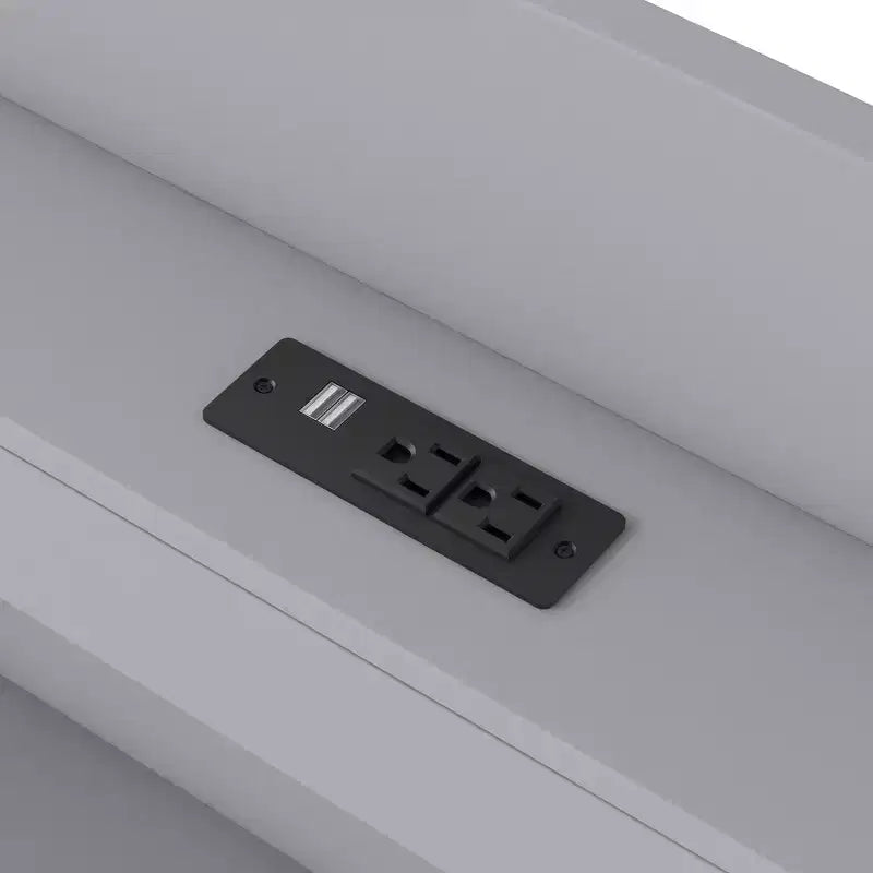 Twin XL Size Platform Bed Frame with Storage LED Headboard, Charging Station, Twin Size Trundle and 2 Drawers - ModernLuxe