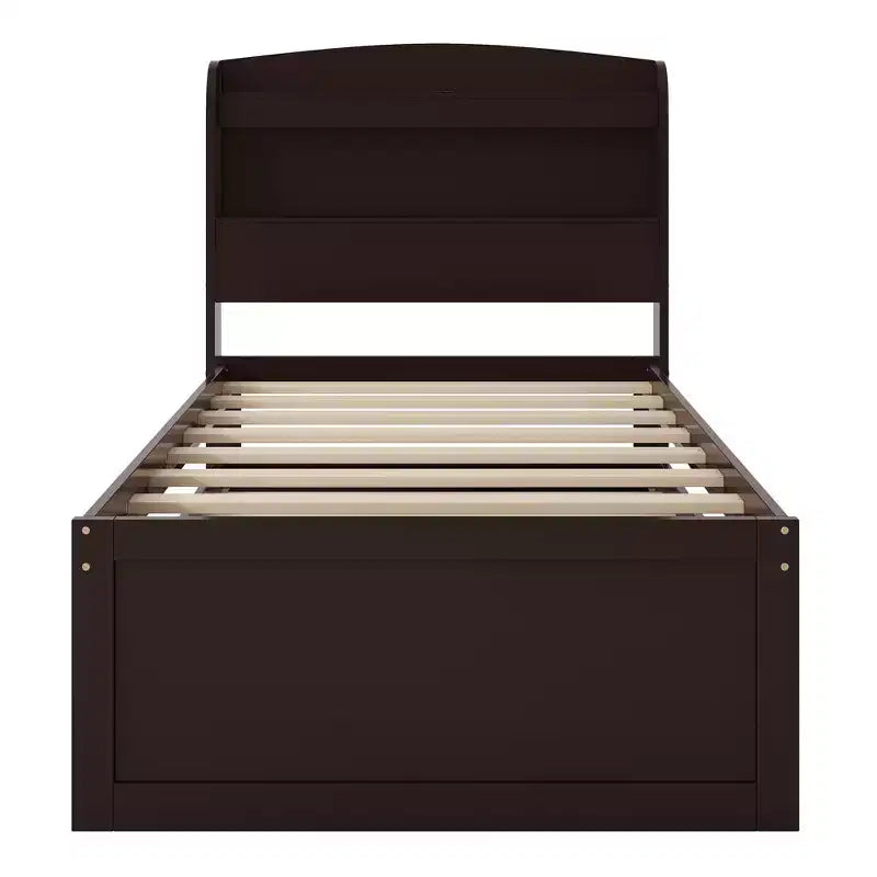 Twin XL Size Platform Bed Frame with Storage LED Headboard, Charging Station, Twin Size Trundle and 2 Drawers - ModernLuxe