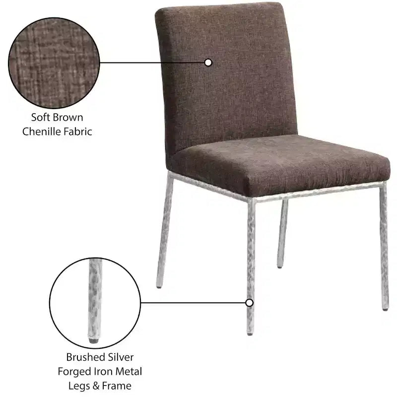 Meridian Furniture,Reeves Chenille Fabric Dining Chair, Set of 2