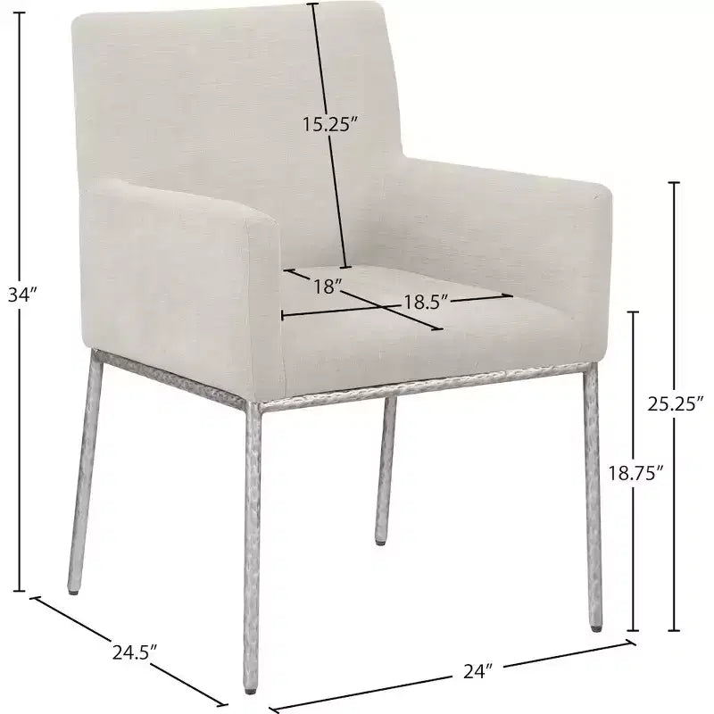 Meridian Furniture,Reeves Chenille Fabric Dining Chair, Set of 2