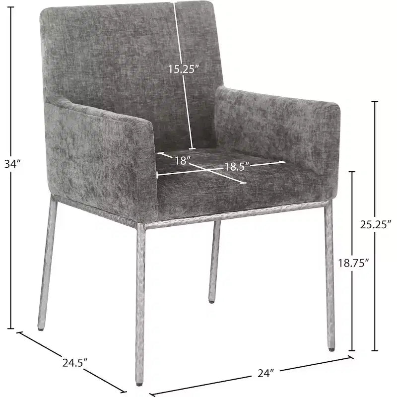 Meridian Furniture,Reeves Chenille Fabric Dining Chair, Set of 2