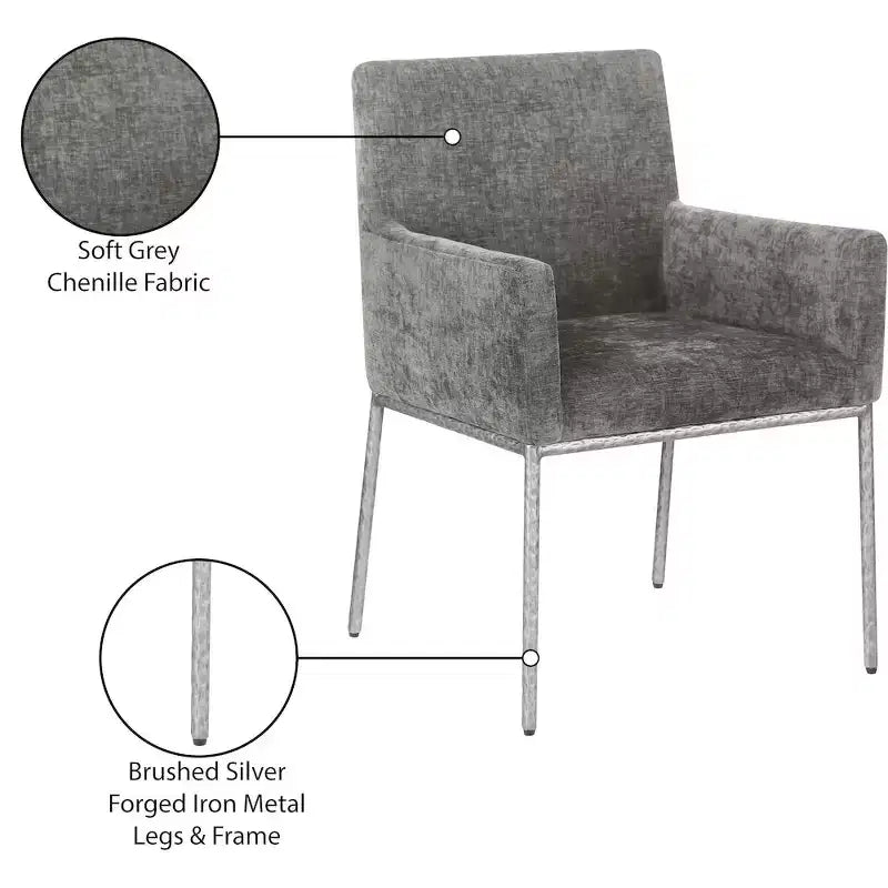 Meridian Furniture,Reeves Chenille Fabric Dining Chair, Set of 2