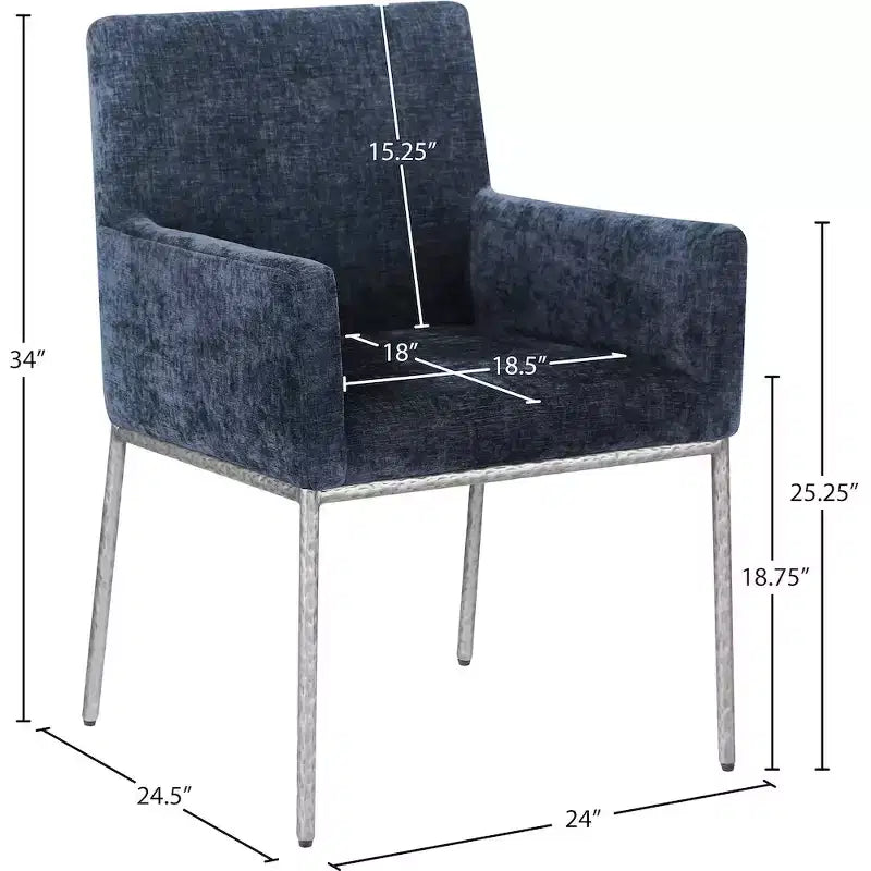 Meridian Furniture,Reeves Chenille Fabric Dining Chair, Set of 2