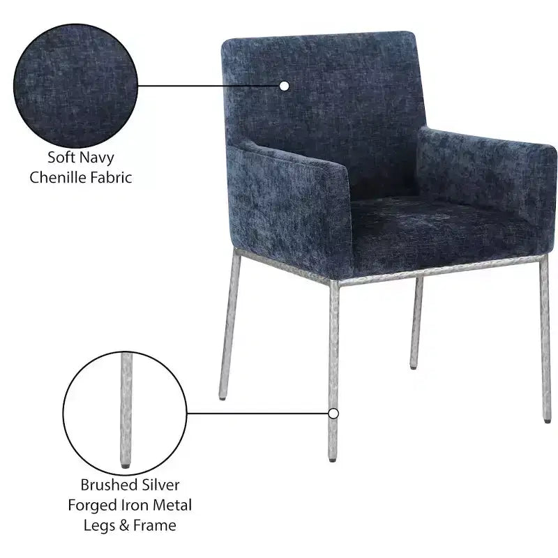 Meridian Furniture,Reeves Chenille Fabric Dining Chair, Set of 2