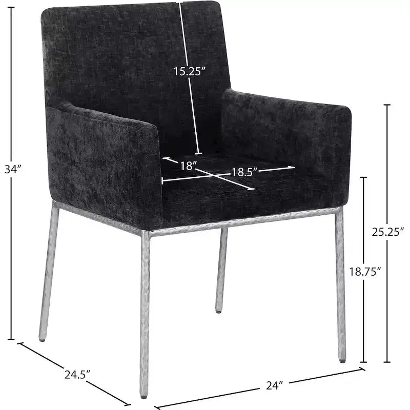 Meridian Furniture,Reeves Chenille Fabric Dining Chair, Set of 2
