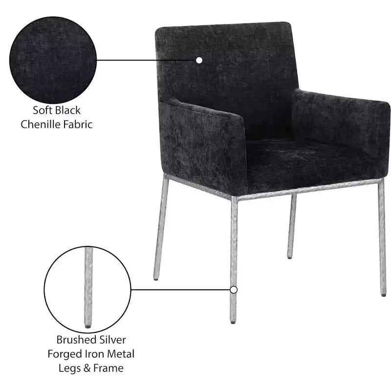 Meridian Furniture,Reeves Chenille Fabric Dining Chair, Set of 2