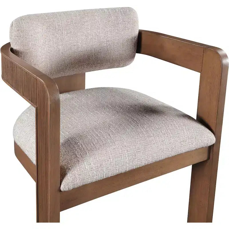 Meridian Furniture,Sacha Beige Linen Textured Fabric Dining Chair, Set of 2