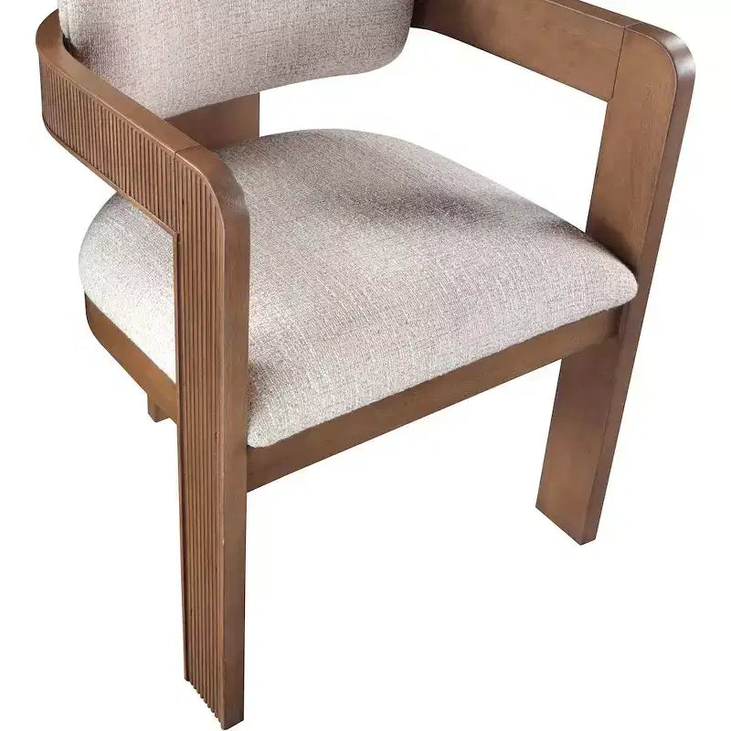 Meridian Furniture,Sacha Beige Linen Textured Fabric Dining Chair, Set of 2