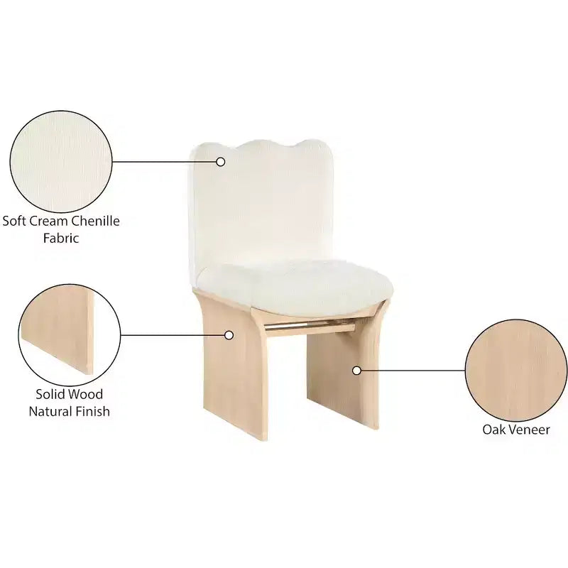 Meridina Furniture,Shaw Cream Chenille Fabric Upholstered Dining Chair