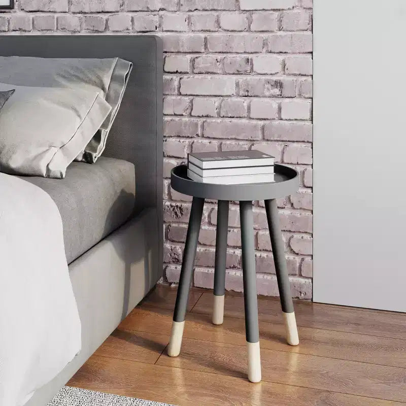 Lavish Home Round End Table, Modern Stand with Tray Top to Hold Drinks or Display, Accent Table or Nightstand