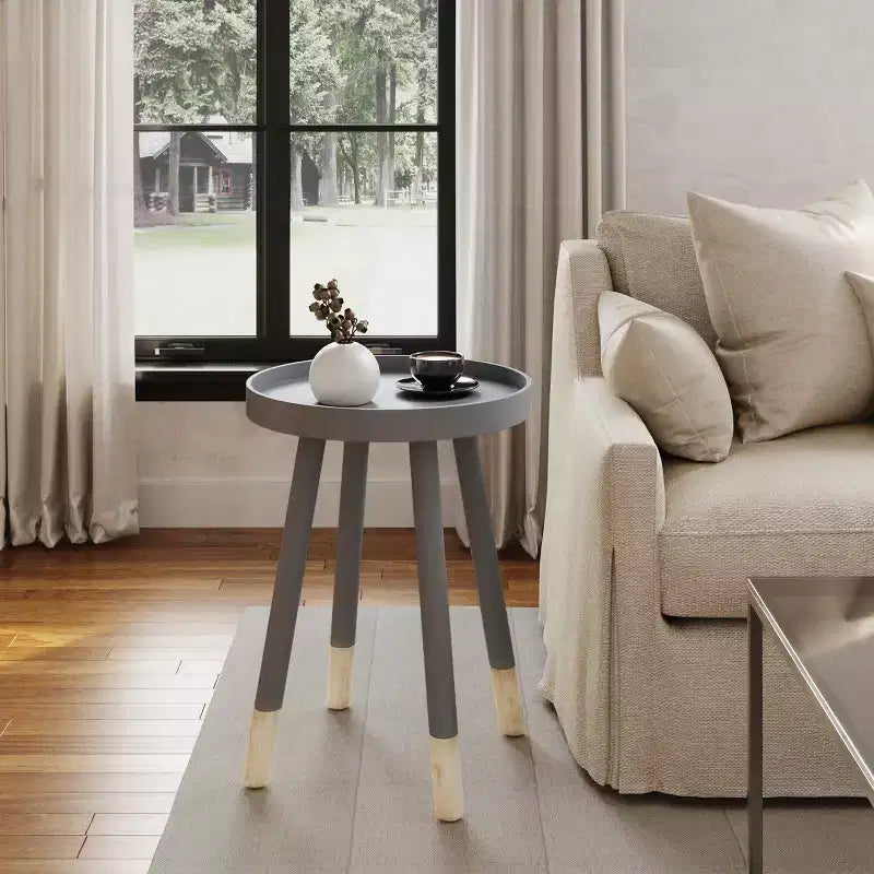 Lavish Home Round End Table, Modern Stand with Tray Top to Hold Drinks or Display, Accent Table or Nightstand