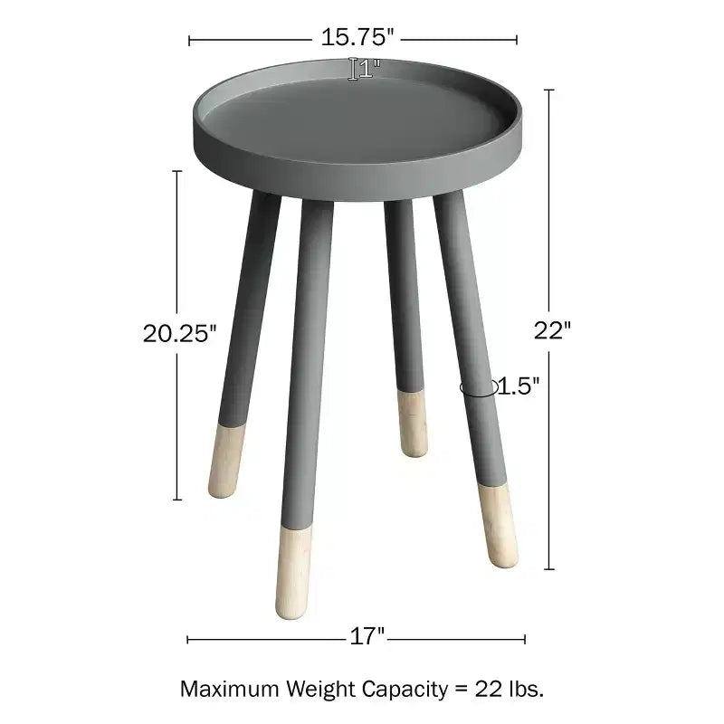 Lavish Home Round End Table, Modern Stand with Tray Top to Hold Drinks or Display, Accent Table or Nightstand
