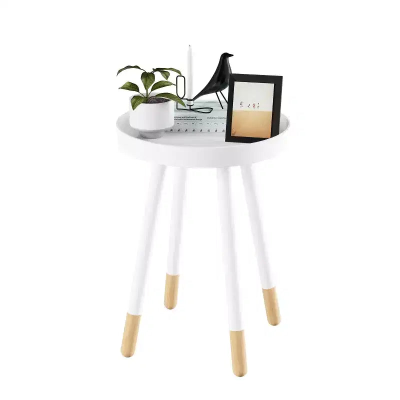 Lavish Home Round End Table, Modern Stand with Tray Top to Hold Drinks or Display, Accent Table or Nightstand