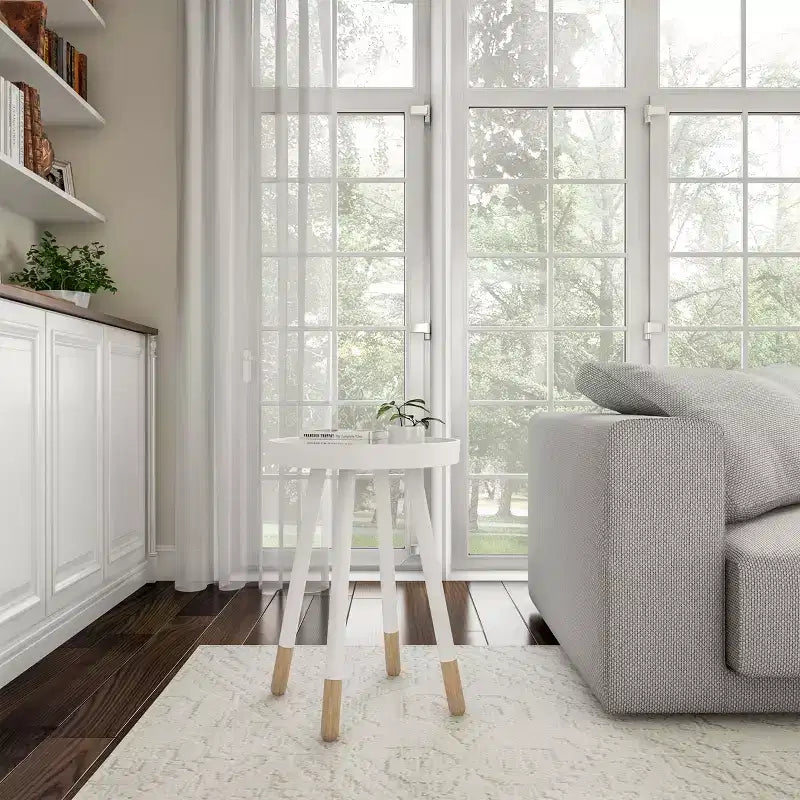Lavish Home Round End Table, Modern Stand with Tray Top to Hold Drinks or Display, Accent Table or Nightstand