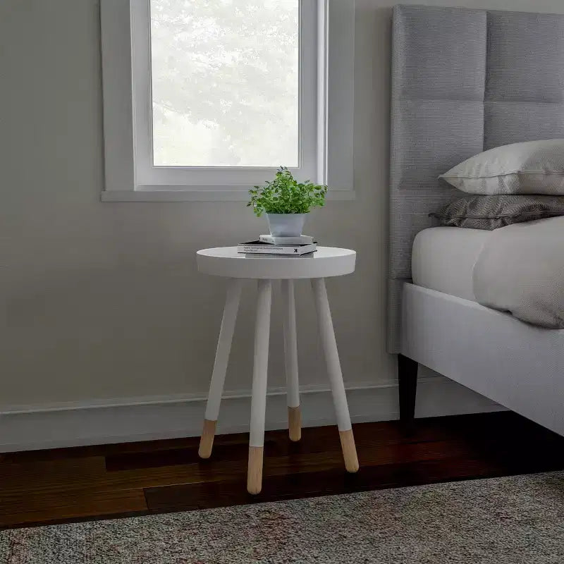 Lavish Home Round End Table, Modern Stand with Tray Top to Hold Drinks or Display, Accent Table or Nightstand
