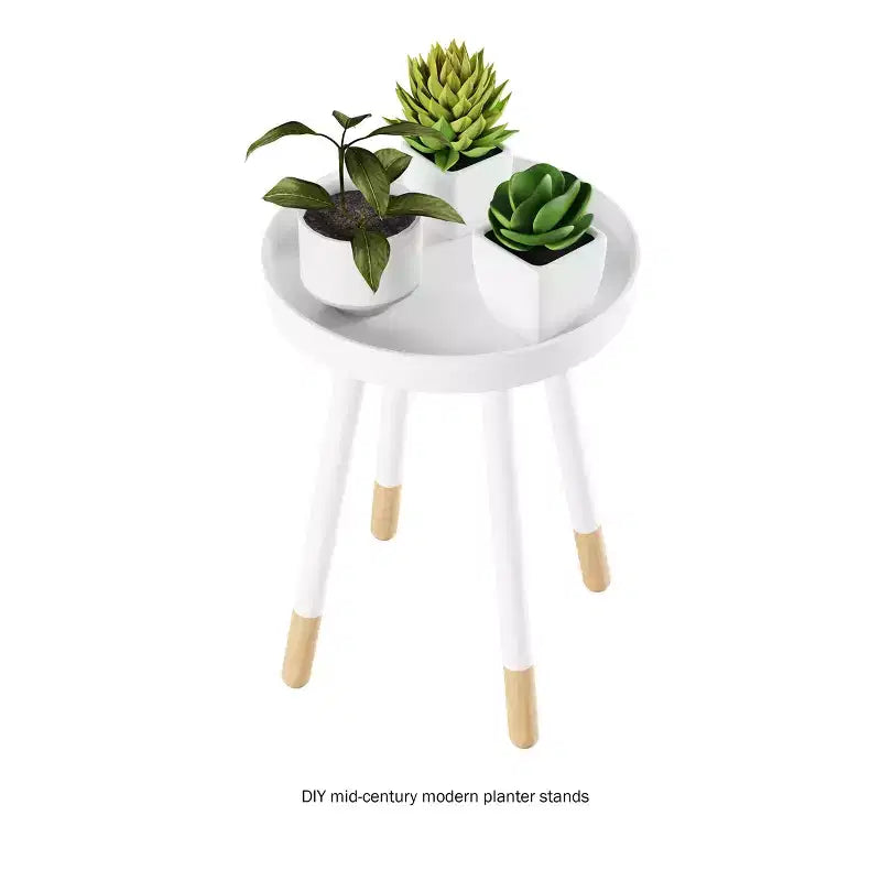 Lavish Home Round End Table, Modern Stand with Tray Top to Hold Drinks or Display, Accent Table or Nightstand