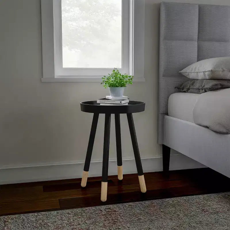 Lavish Home Round End Table, Modern Stand with Tray Top to Hold Drinks or Display, Accent Table or Nightstand