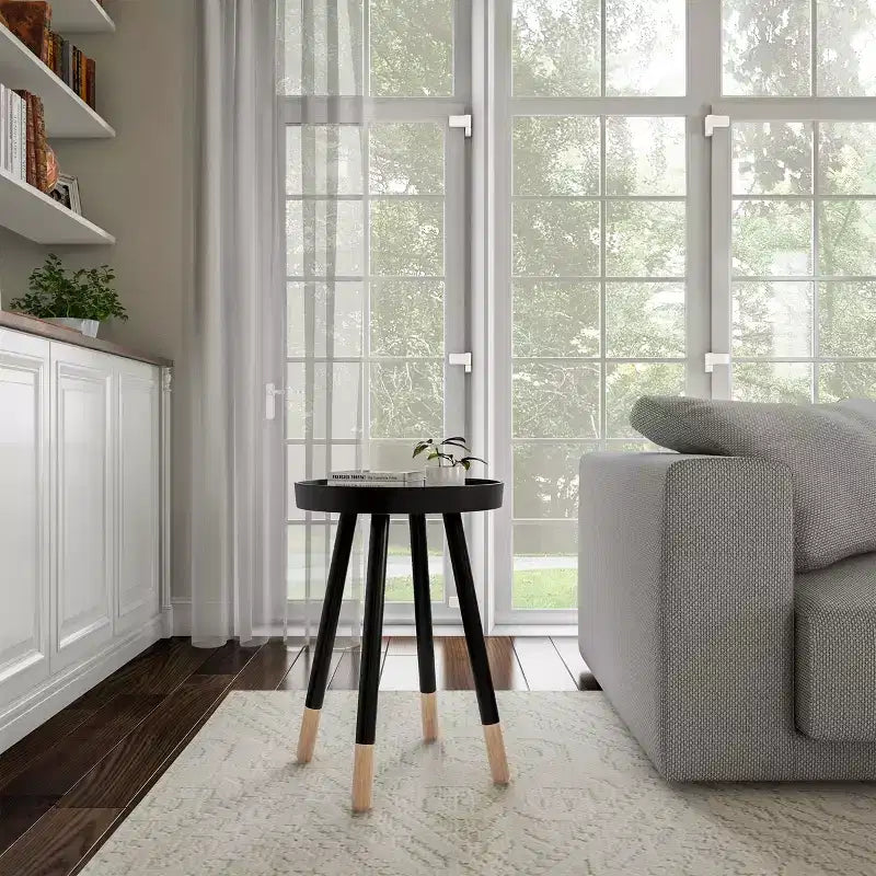 Lavish Home Round End Table, Modern Stand with Tray Top to Hold Drinks or Display, Accent Table or Nightstand