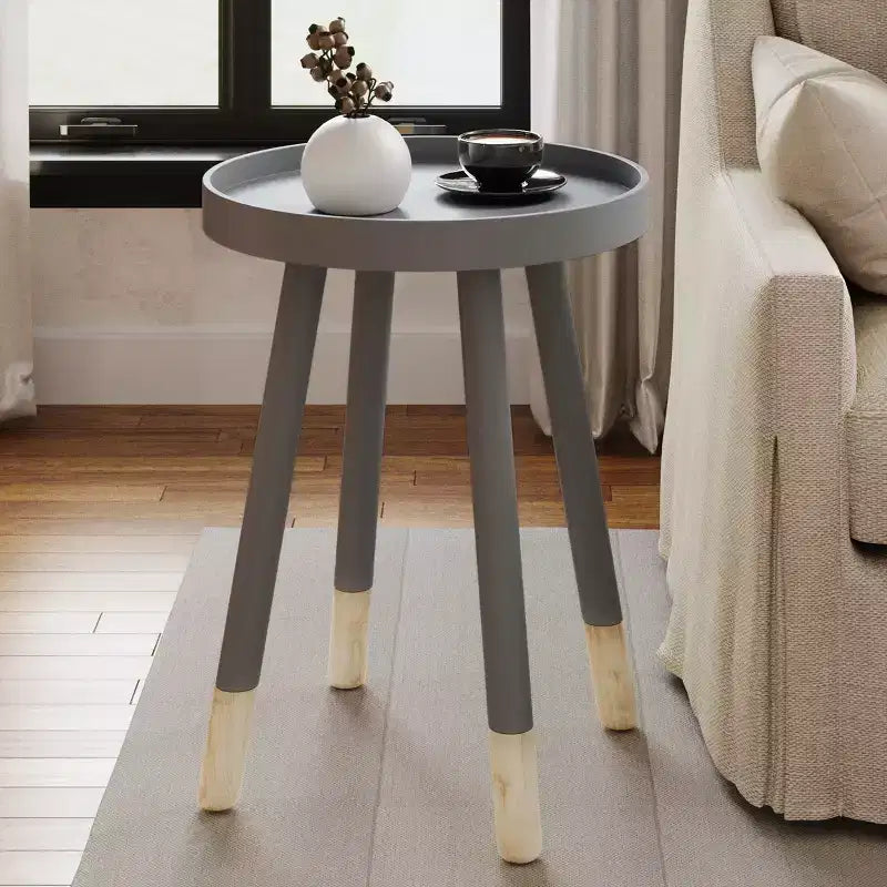 Lavish Home Round End Table, Modern Stand with Tray Top to Hold Drinks or Display, Accent Table or Nightstand