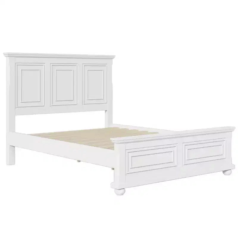 Merax Traditional Town and Country Style Pinewood Queen Bed with Decorative Fretwork and Grooved Panels
