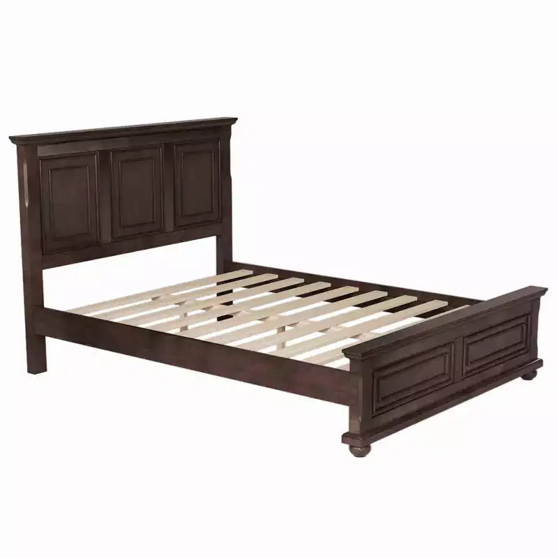Merax Traditional Town and Country Style Pinewood Queen Bed with Decorative Fretwork and Grooved Panels