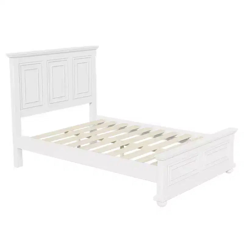 Merax Traditional Town and Country Style Pinewood Queen Bed with Decorative Fretwork and Grooved Panels