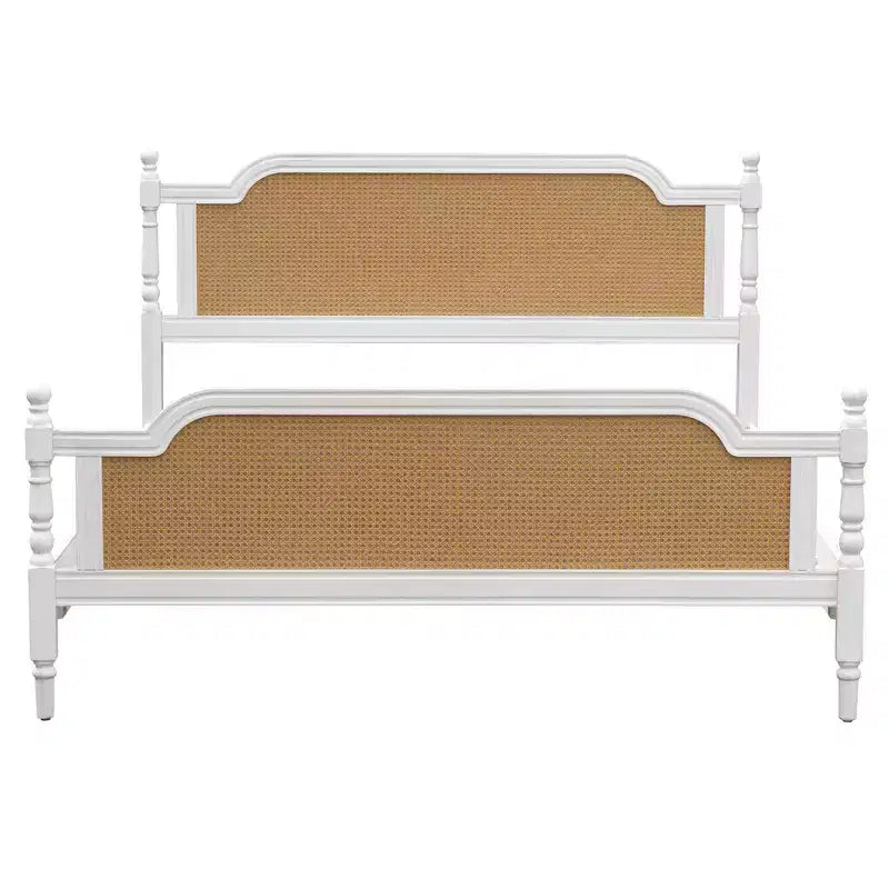 Merax Rustic & Retro Traditional Rattan Bed Frame with Pine Wood Structure