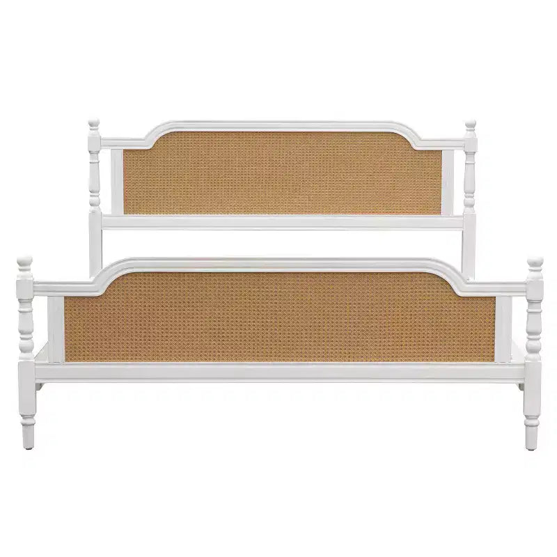 Merax Rustic & Retro Traditional Rattan Bed Frame with Pine Wood Structure