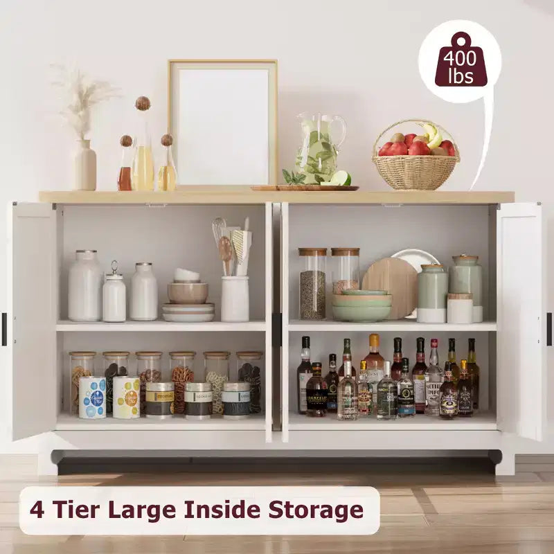 61 Sideboard Buffet Cabinet, Rattan Coffee Bar Cabinet, Entryway Console Table, Multifunctional TV Stand, Floor Cupboard Cabinet for Kitchen
