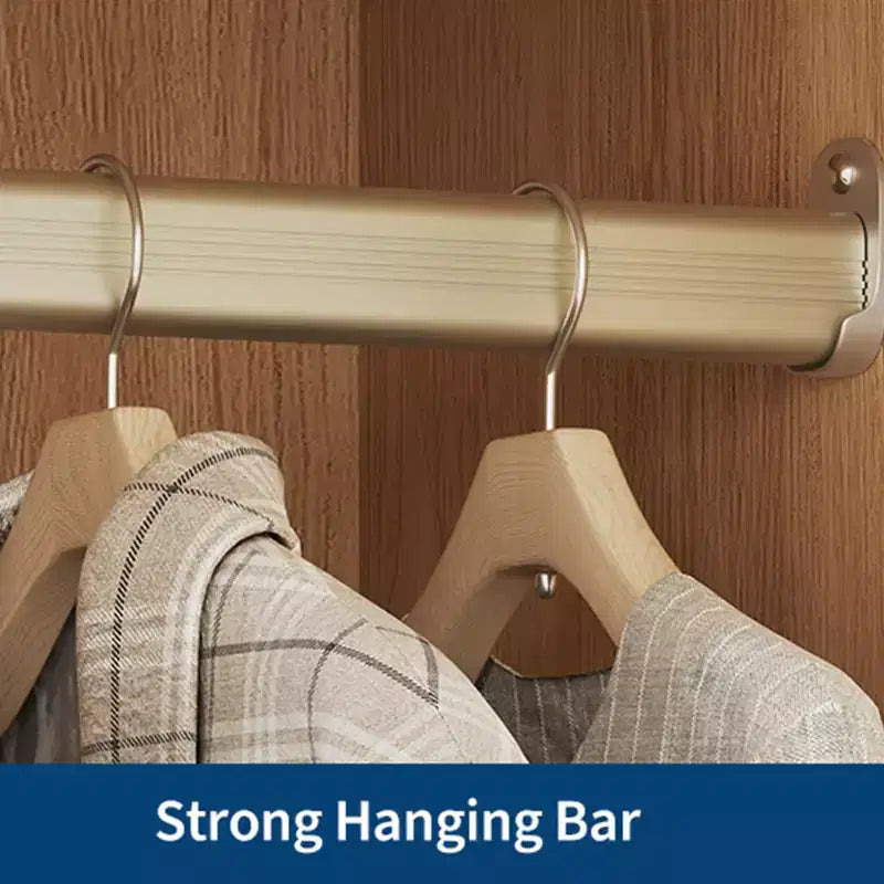 Bedroom Wooden Armoire Wardrobe Closet, Wardrobe Armoire Cabinet with 2 Drawers, Freestanding Armoire with Shelves & Hanging Rod