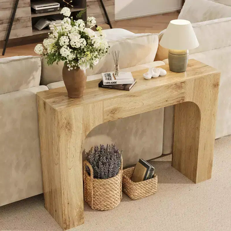 Farmhouse Console Table - Narrow Wood Entryway Sofa Table Behind Couch, Slim Rustic Hallway Furniture for Living Rooms, Foyers, and Apartments