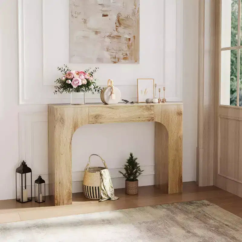 Farmhouse Console Table - Narrow Wood Entryway Sofa Table Behind Couch, Slim Rustic Hallway Furniture for Living Rooms, Foyers, and Apartments