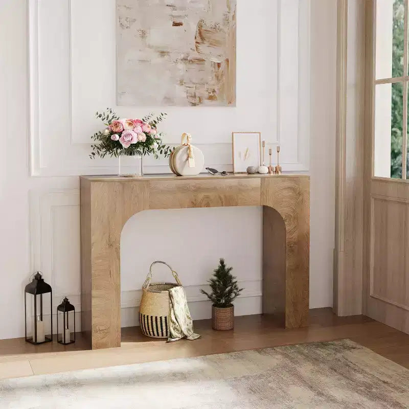 Farmhouse Console Table - Narrow Wood Entryway Sofa Table Behind Couch, Slim Rustic Hallway Furniture for Living Rooms, Foyers, and Apartments