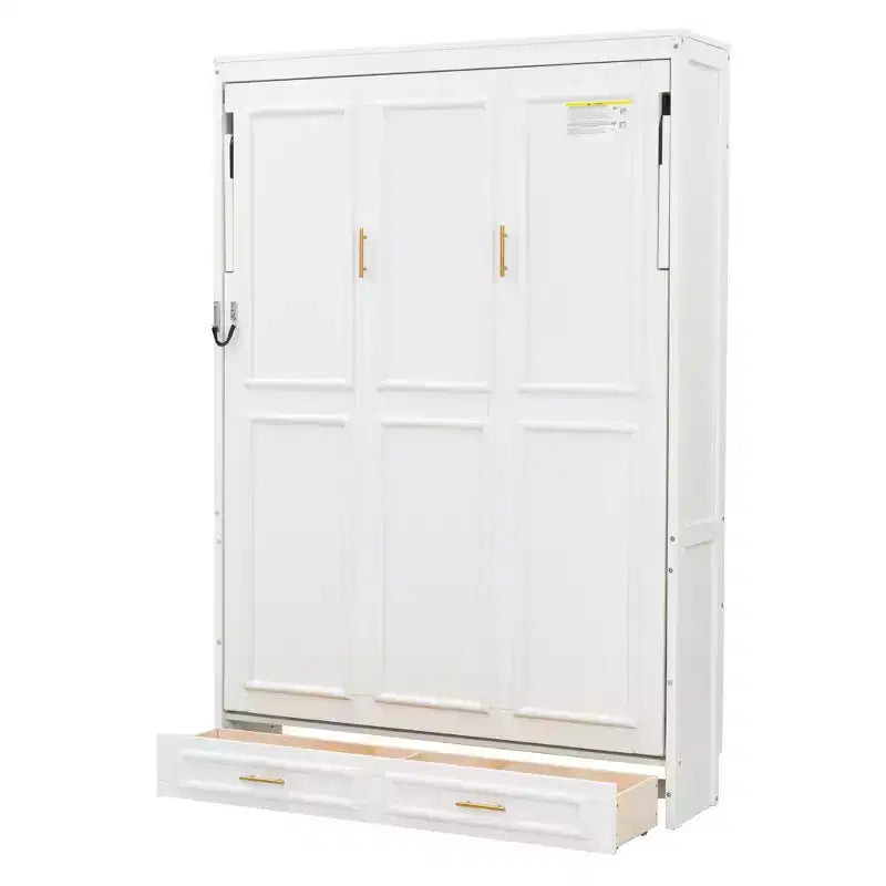 Merax Elegant Full Size Murphy Bed with 2 Drawers, Beige
