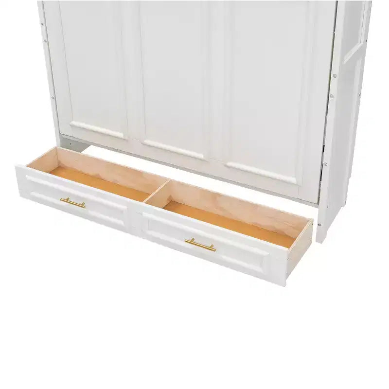 Merax Elegant Full Size Murphy Bed with 2 Drawers, Beige