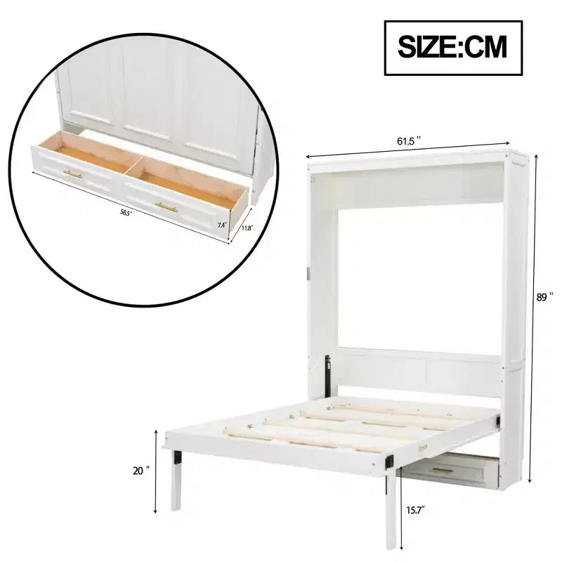 Merax Elegant Full Size Murphy Bed with 2 Drawers, Beige