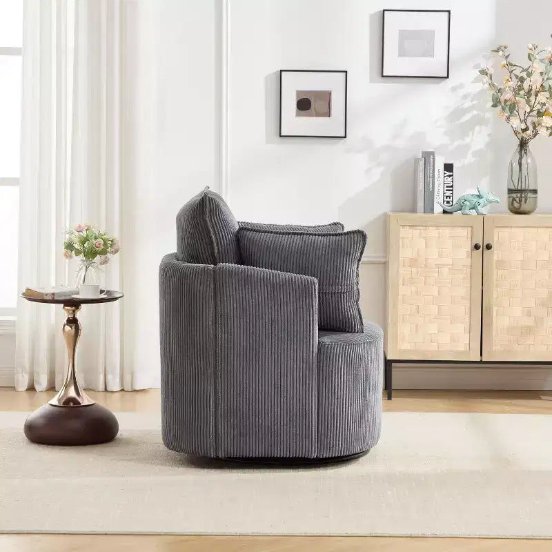 GDFStudio Roxane Modern Upholstered Swivel Chair with Pillows
