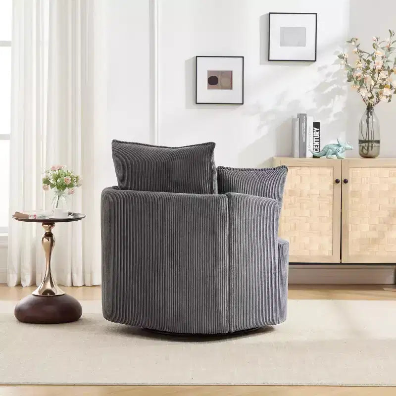GDFStudio Roxane Modern Upholstered Swivel Chair with Pillows