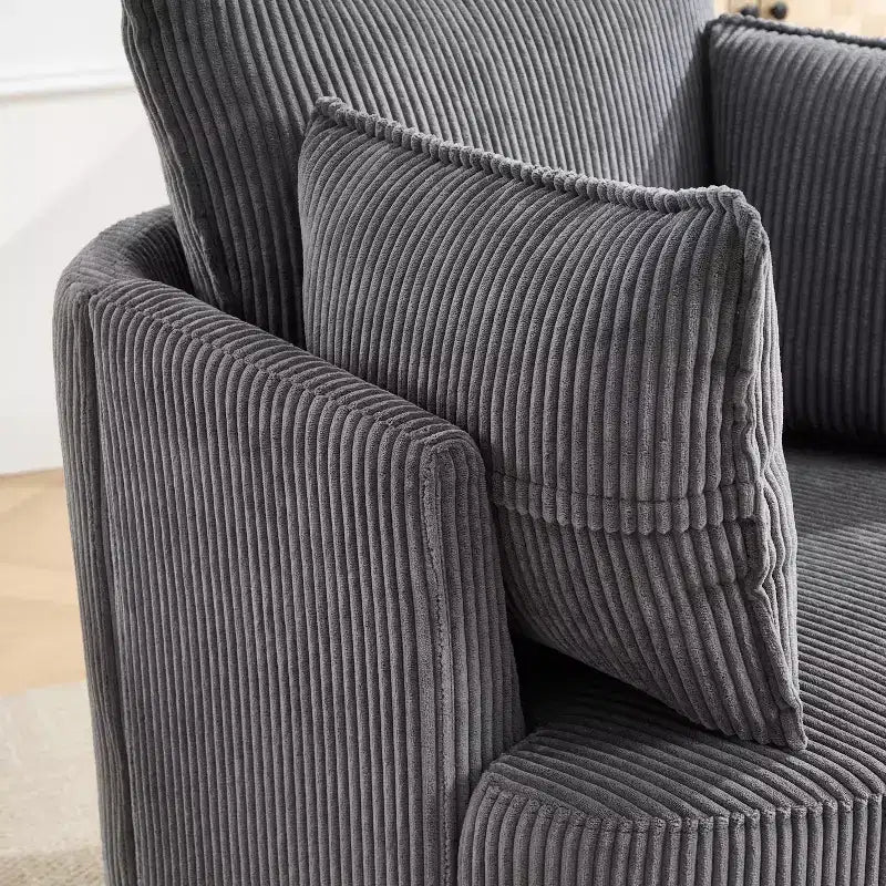 GDFStudio Roxane Modern Upholstered Swivel Chair with Pillows