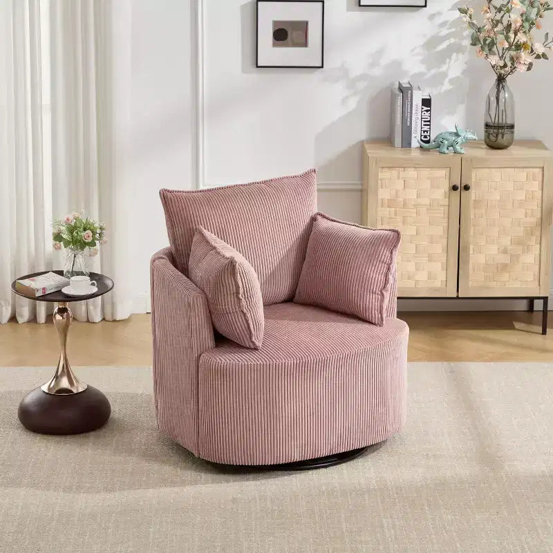 GDFStudio Roxane Modern Upholstered Swivel Chair with Pillows