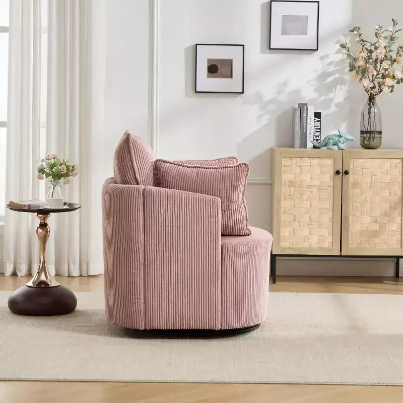GDFStudio Roxane Modern Upholstered Swivel Chair with Pillows