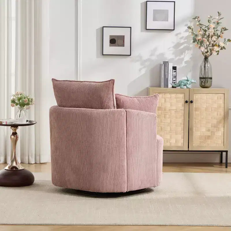 GDFStudio Roxane Modern Upholstered Swivel Chair with Pillows