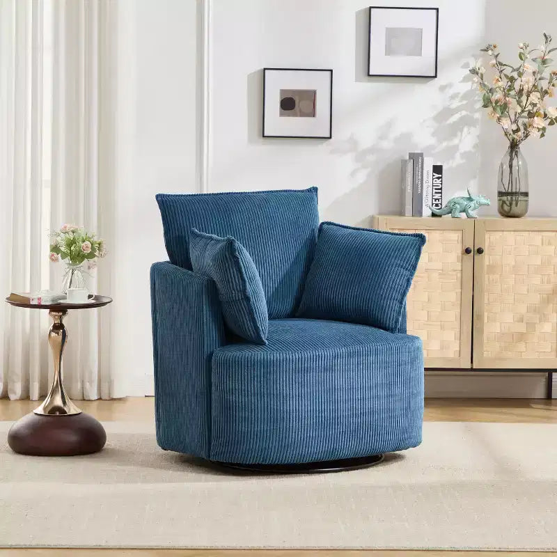 GDFStudio Roxane Modern Upholstered Swivel Chair with Pillows