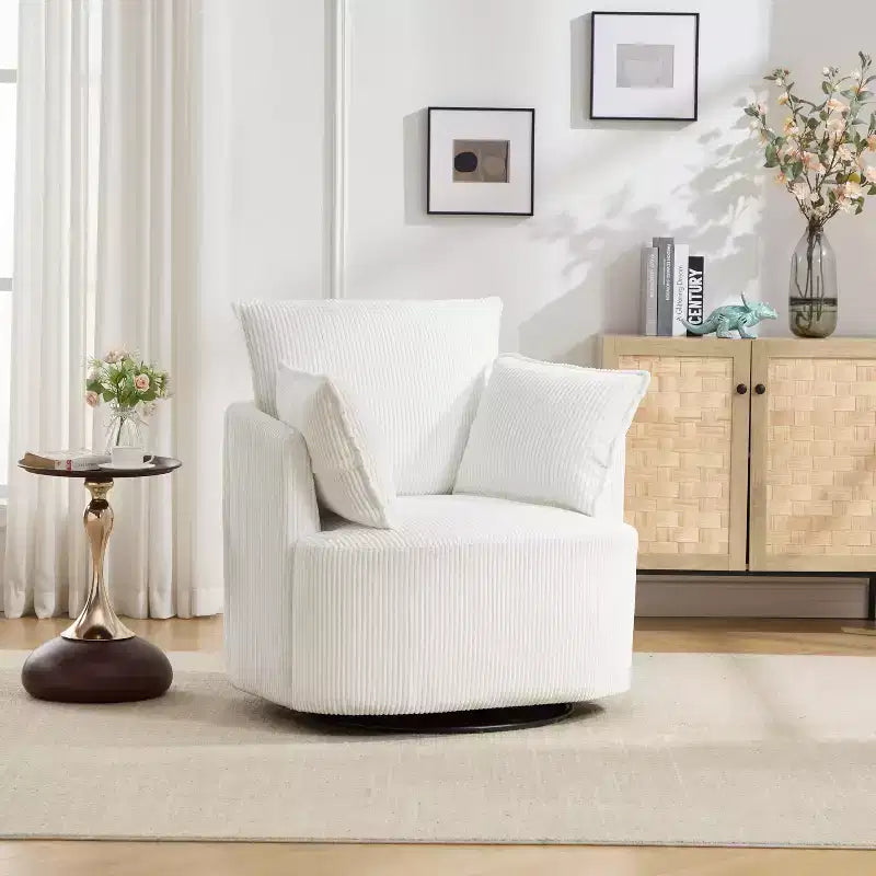 GDFStudio Roxane Modern Upholstered Swivel Chair with Pillows