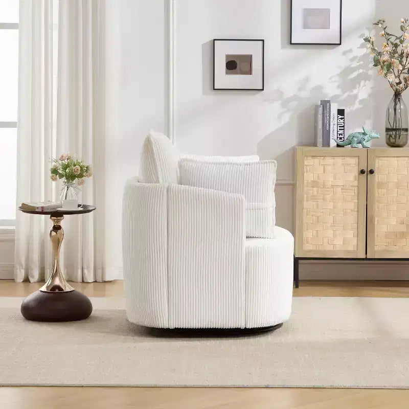 GDFStudio Roxane Modern Upholstered Swivel Chair with Pillows
