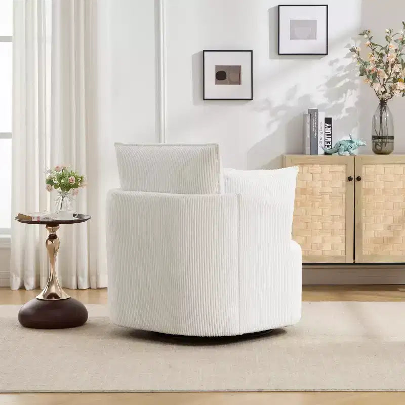 GDFStudio Roxane Modern Upholstered Swivel Chair with Pillows