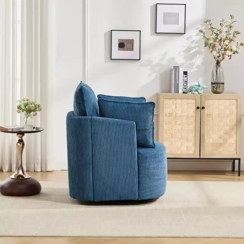 GDFStudio Roxane Modern Upholstered Swivel Chair with Pillows