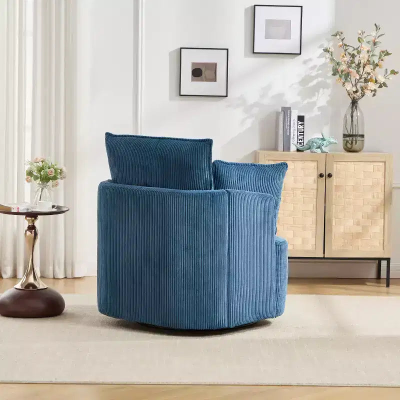 GDFStudio Roxane Modern Upholstered Swivel Chair with Pillows