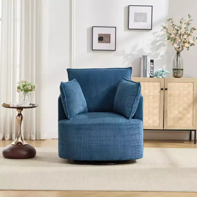 GDFStudio Roxane Modern Upholstered Swivel Chair with Pillows